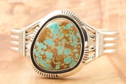 Genuine Number 8 Mine Turquoise Sterling Silver Bracelet